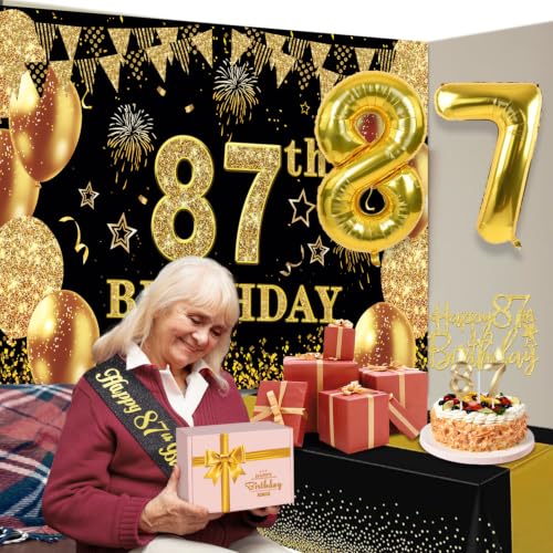 YeohJoy 87th Birthday Decorations for Men Women Black Gold by YeohJoy - Used condition - Image 4