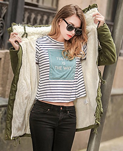 WSLCN Casaco Acolchoado feminino para Inverno Quente com Forro de lã de Algodão Casaco Longo de Gola