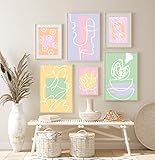 Katie Doodle Danish Pastel Room Decor Aesthetic - Danish Pastel Wall Collage Coordinates well with Flower Market Poster, Matisse Wall Art Prints, Coconut Girl Aesthetic - Includes 6 Posters [Unframed]