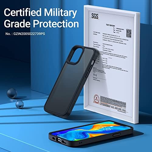 TORRAS Shockproof iPhone 12 Pro Max Case, [Military Grade Protection] Slim yet Protective Translucent Matte Hard Back with Soft TPU Edge Case Cover for 6.7 inchGuardian Series-Matte Black