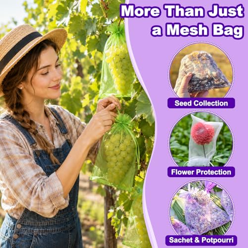 Image of Crweety 50 Pcs 8x12 Inch Purple Organza Bags, Small Mesh Gift Bags Drawstring, Elegant Scented Sachet Bag Empty for Graduation Gifts, Jewelry Packaging, Birthday Party Favor & Baby Shower Candy Treats
