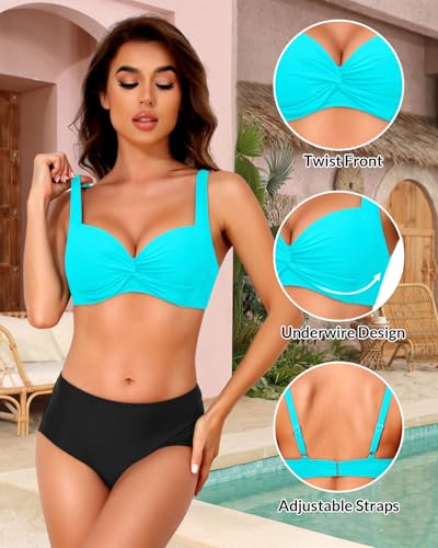 Image of Yonique Women Underwire Bikini Top - 2026 Push Up Swimsuit Tops Padded Bra Bahting Suit
