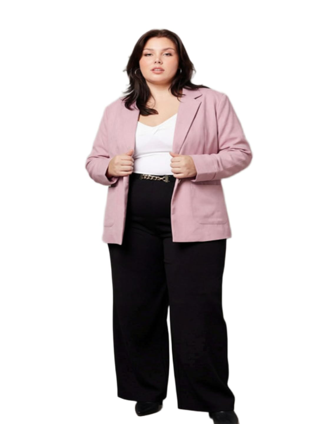 maykr Women Lavender Plus Size Blazer Long Sleeve Formal Casual Office Jacket 2XL 3XL 4XL 5XL-picture-23