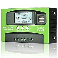 Depvko 100A MPPT Solarladeregler, 12V/24V Solar Laderegler Auto Tracking Solarpanel Regler mit LCD Display Dual USB Anschluss, Timer-Einstellung für Gel-versiegelte Flut- und Li-Batterien (Grün)