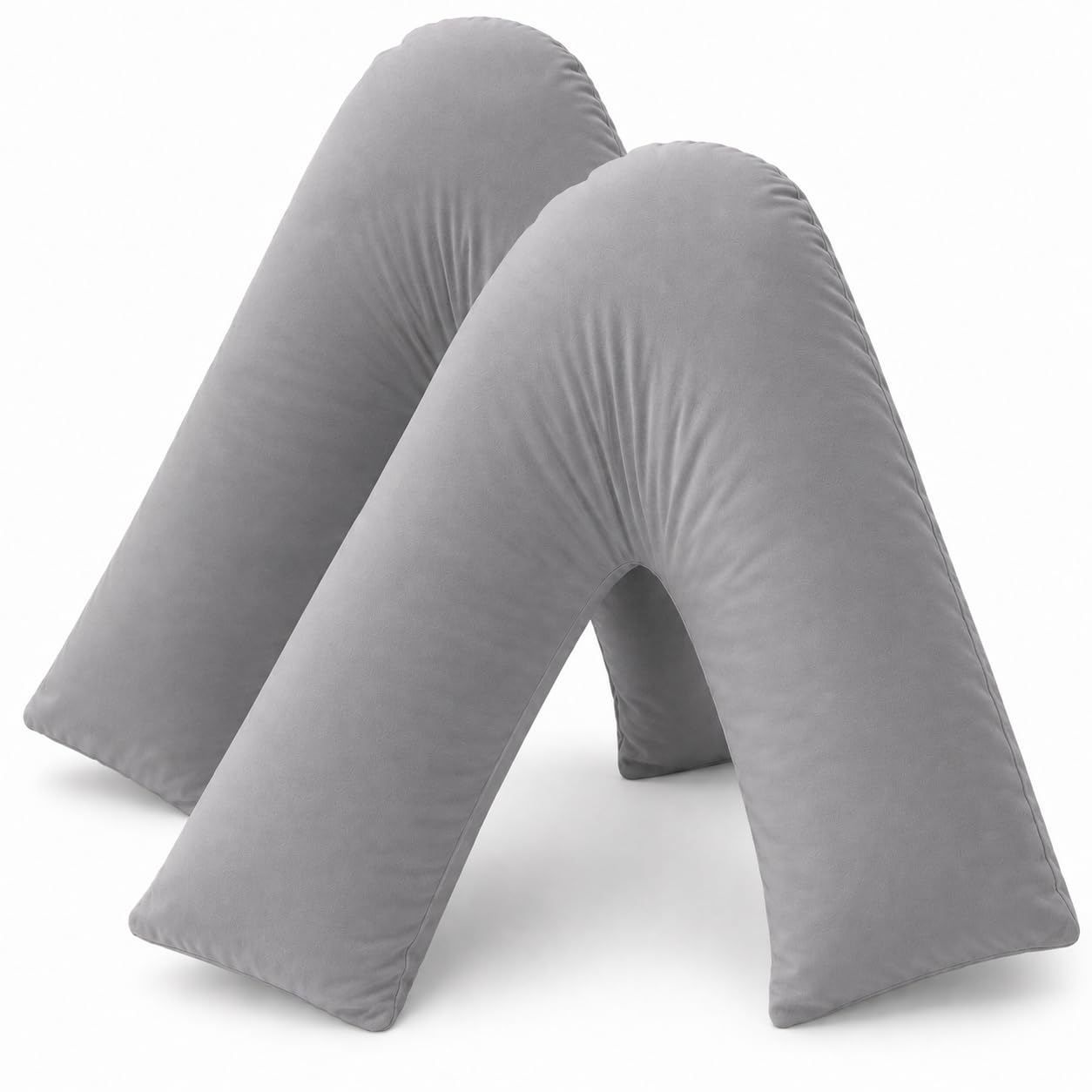 AmigoZone 2 Pack V Shaped Pillow Cases Covers, Pregnancy Maternity Orthopedic Support Nursing Pillow Cases V Pillows Cover (Gray)