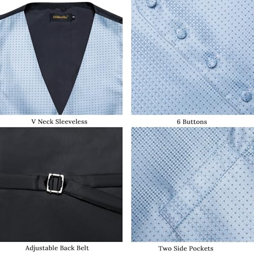 Image of DiBanGu Mens Paisley Suit Waistcoat,Silk Dress Vest and Bowtie Pocket Square Cufflinks with Lapel Pin Set for Wedding Tuxedo