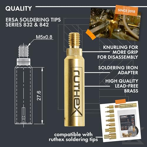 Image of ruthex 2x Soldering Tip adapter for ERSA series 832, 842 & 102 - Soldering Iron Tip compatible with ERSA Soldering Iron i-Tool Pico, PTC 70 for inserting threaded inserts in 3D printing