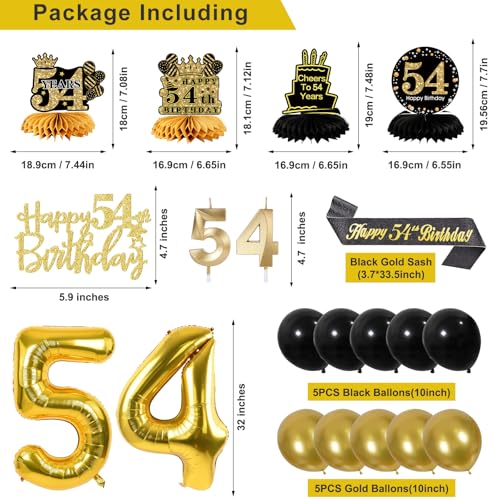 Image of 54th Birthday Decorations for Men, Black Gold 54th Party Decoration Kits