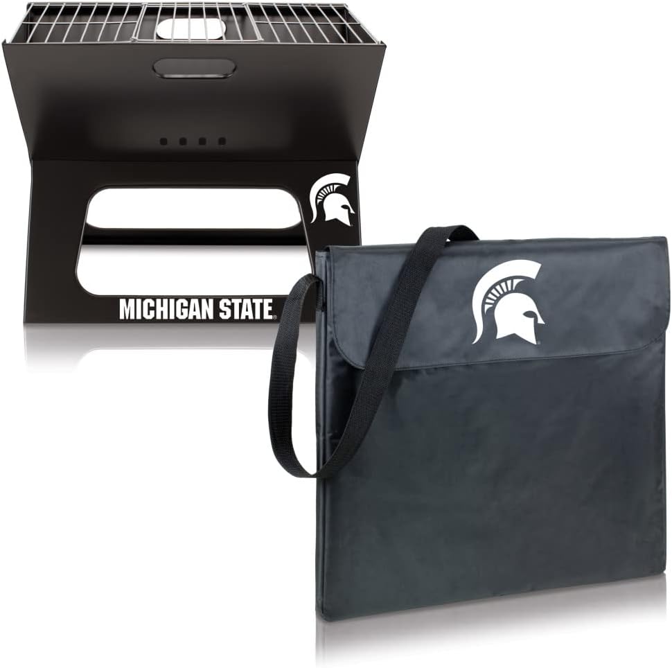 PICNIC TIME NCAA Michigan State Spartans X-Grill Portable Grill - Camping Grill - Small Charcoal Grill for Tailgating