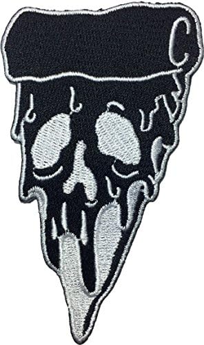 Zombie Ghost Pizza Piece Embroidered Iron on Patch - Black (IRON-ZOMB-PIZA-BK) image 2