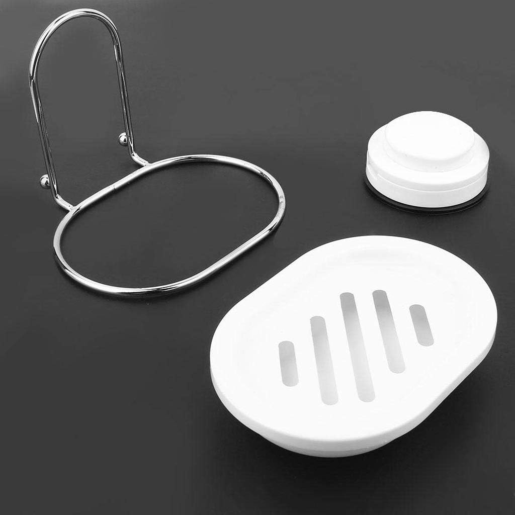 Wall-Mounted soap Box，Powerful Suction Cup Soap Holder for Shower, Wall Mounted Dish for Bathroom and Kitchen, Box with Draining Tray image 3