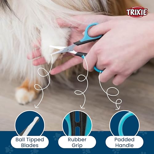 TRIXIE-Face-And-Paw-Scissors-Stainless-Steel-Grooming-Scissors-For-Dogs-And-Cats-Non-Slip-Rubber-Handle-For-Easy-Grip-Round-Tip-Design-Makes-It-Safe-To-Use-Around-Your-Pets-Face-9Cm