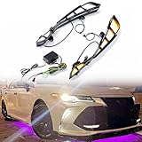 Compatible for 2019-2022 Toyota Avalon 6000k White/Amber LED Daytime Running Lights & Turn Signal Upgrade – Sequential Flashing, 40W Super Bright