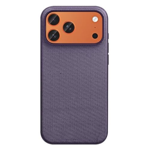 Étui iPhone 17 tissu et cuir antidérapant violet compatible charge sans fil