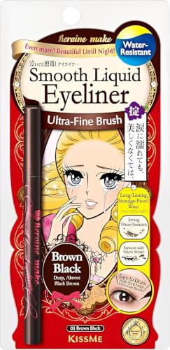 Heroine Make by KissMe Smooth Liquid Eyeliner | Waterproof Brown Black Liquid Eyeliner Pen...