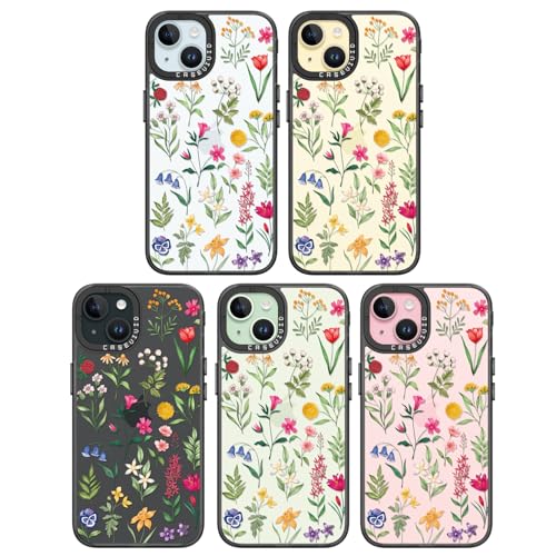 Coque iPhone 15 anti-chute avec cordon motif fleur noire esthétique - 7