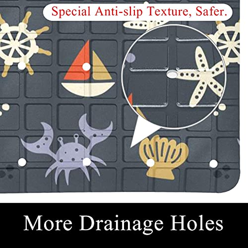 Tapis de bain antidérapant avec trous de drainage et ventouses lavable en machine - 3