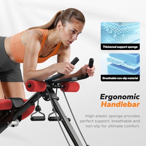 Image of MERACH Ab Machine, Ab Workout Equipment, Adjustable Ab Trainer Machine | Foldable Abdominal Trainer for Stomach Workout with LCD Monitor at Home Gym Knee Protection& 440 LBS Capacity