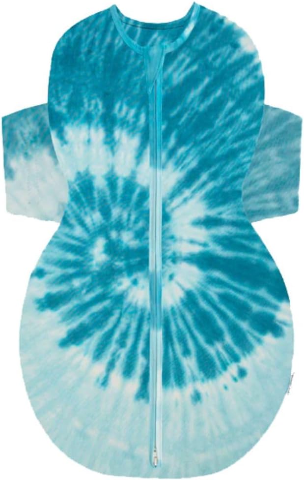 SNOO Sleep Sack - 100% Organic Cotton Baby Swaddle Blanket - Doctor Designed Promotes Healthy Hip Development (Tie Dye Blue, Large)