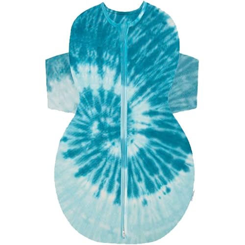 Happiest Baby SNOO Sleep Sack - 100% Organic Cotton Baby Swaddle Blanket - Doctor Designed Promotes Healthy Hip Development (Tie Dye Blue, Large)