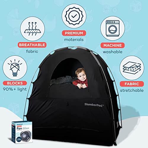 Slumberpod And Fan Combo Portable Privacy Pod Blackout Canopy Crib Cover, Sleeping Space For Age 4 Months And Up, Pack N Play Blackout Cover, Baby Travel Crib Canopy (Black/Grey) #TOP2