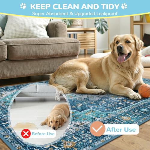 Image of Lahome Reusable Washable Puppy Pads - 2 Pack Super Absorbent & Waterproof Dog Training Mats for Potty, Crate and Floor - Leakproof Pee Pads with Non-Slip Backing (Blue, 36 inchx48 inch)