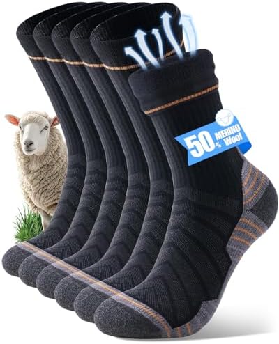 Merino Wool Hiking Crew Socks for Men & Women, Thermal Socks,Cush...