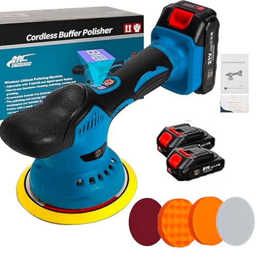 Cordless Car Buffer Polisher Kit 6 Inch Car Polisher with 8 Variable Speed 2800-5500RPM, Orbital Polisher for Detailing, Sanding, Scratch Removing
