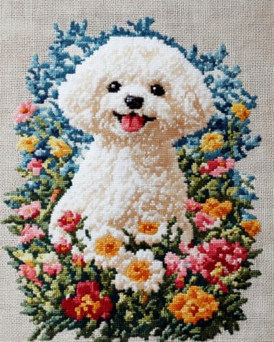 Canevas perles chiot 50x70cm pour débuter sans stress