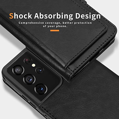 Capa tipo carteira FYY para Samsung Galaxy S21 Ultra 5G 6,8 polegadas, Capa tipo carteira de couro d