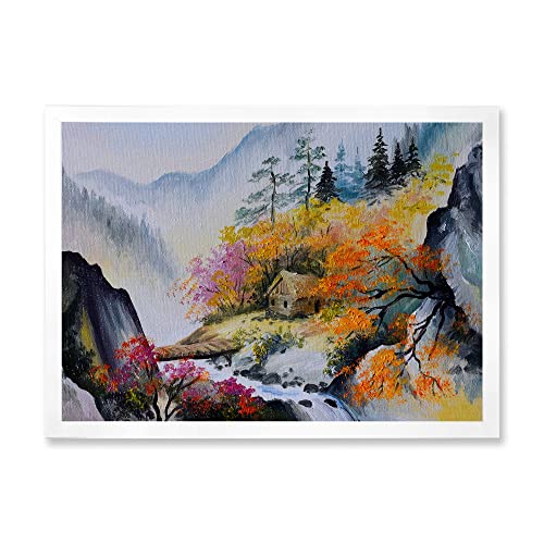 Tableau montagne encadré DesignQ décoration murale nature pour maison