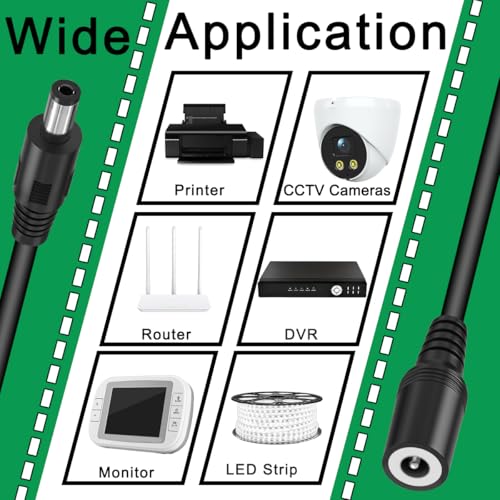 MKBKLLJY 3 szt. 12 V DC Power 1 żeński na 2 męski rozdzielacz zasilania 5,5 mm x 2,1 mm jack 1 w 2 wyjścia Y kabel 2-drożny adapter przewodu, do kamery bezpieczeństwa CCTV, taśmy LED, routera