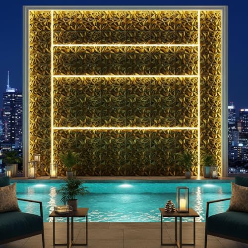 Image of Kayra Decor 3D PVC Wall Panels | SGS Certified & USA Standard Approved | Diamond Design - Golden Color | 19.7 inch x 19.7 inch (Pack of 40) - Covers 107.60 Sq. Ft | Premium Home & Office Wall Decoration