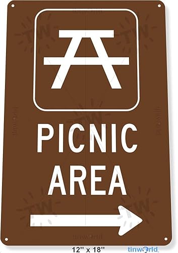 Unoopler Letrero de hojalata para área de pícnic, letrero de calle, campamento, campamento, caravana, parque, decoración