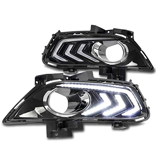 ZMAUTOPARTS LED DRL Signal Bumper Driving Fog Light Lamp Bezels Covers Black Compatible with 2013-2016 Ford Fusion
