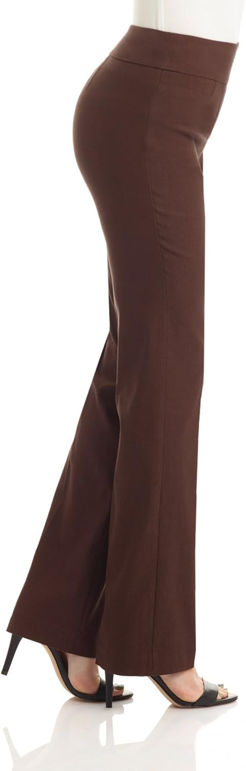 Rekucci Womens Ease into Comfort Bootcut Pant Brown 6 Short