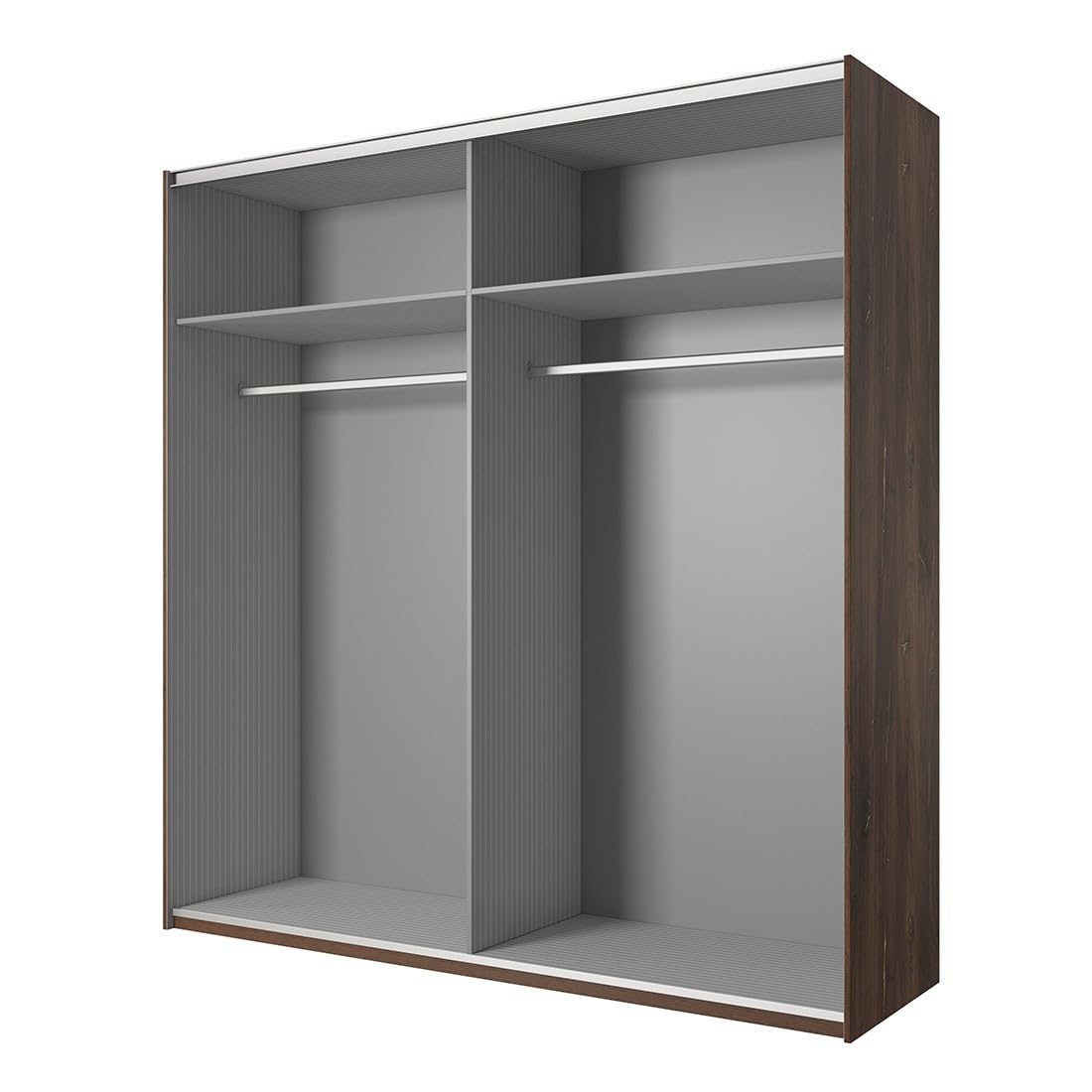 Meublorama Conjunto Completo de Dormitorio Fox – Armario de 200 cm, Cama de 180x200 con somier Incluido, Cómoda, Mesitas de Noche – Roble Oscuro