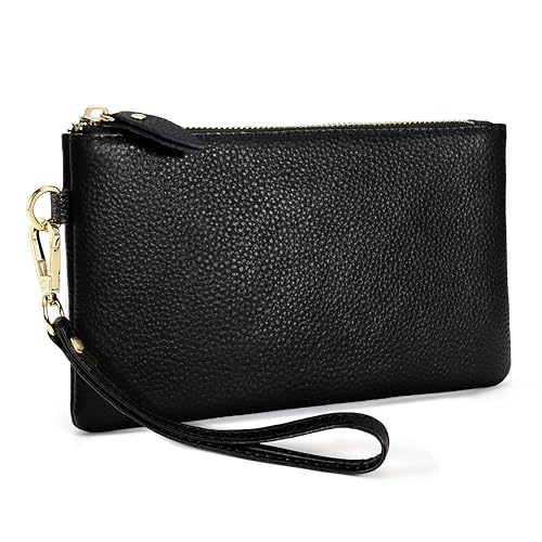 Image of YALUXE Genuine Leather Wristlet Handbags Purses Cell Phone Pocket Clutch Wallet Crossbody Bags for Women