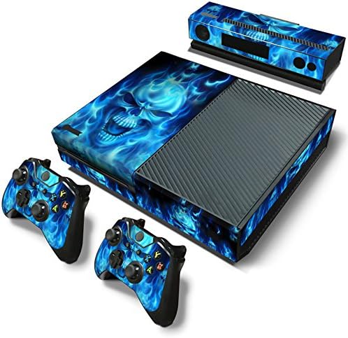 Mcbazel Pattern Series Decals Vinyl Skin Sticker for Original Xbox One (Not for Xbox One S/Xbox one X) Blue Flame Skull