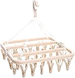 洗濯物ハンガー ピンチハンガー クリップ ハンガー 衣類ハンガー 乾燥ラック 吊り下げ 衣類ハンガー 省スペース 32クリップ付き (ベージュ) [並行輸入品]ずるい