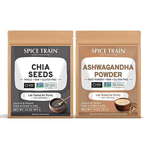 Spice Train, Chia Seeds (397G) + Ashwagandha Powder(397G) #TOP19