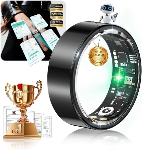 Image of 8.0 Smart Ring and Charging Case【Industry First - 0 Measurement Error】【IP68 Waterproof】 2025 Smart Ring for Women & Men for Sleep Tracking Wearable Device,Fitness Ring Black 8#
