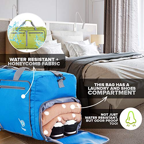 Bago Travel Duffel Bags For Traveling Women & Men- Foldable Weekender Bag - 80L 27" Large Duffle Bag For Travel & Camping Bag - Packable Lightweight Overnight Luggage Bag (Blue) #TOP2