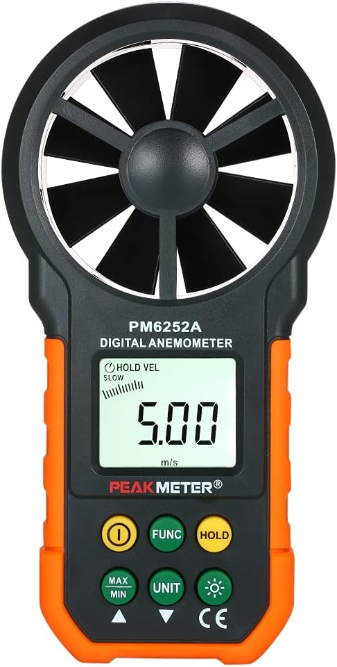 Anemometer,Handheld Anemometer Portable Wind Speed Meter CFM Meter Wind Gauges Air Flow Thermometer with LCD Backlight for Weather Data Collection Outdoors Sailing Surfing Fishing