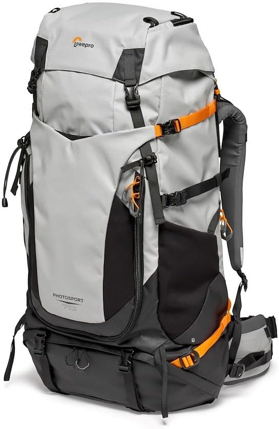 Lowepro PhotoSport PRO BP 70L, Backpack for Reflex and Mirrorless Cameras, Front and Rear Access, Removable Camera Insert, Accessory Straps, Size: S/M, Colour Dark/Light Gray, Grey, Medium, Classic