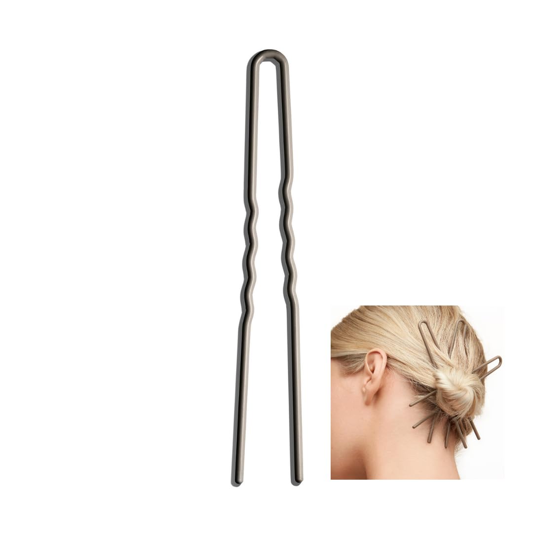 Day Rate Beauty Petite Power Pin (5.5-Inch) – U-Shaped French Hair Pin for Buns & Updos – Nylon-Coated, Anti-Snag, Hair-Safe – Made in USA (Carbon)