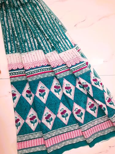 Image of VEENA HANDICRAFT Pure Cotton Jaipuri Sanganeri Print Salwar Suit With Dupatta set