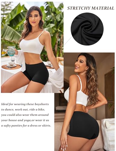 Image of Ekouaer Boyshort Panties Women's Soft Underwear Briefs Invisible Hipster 3 Pack Or 4 Pack Seamless Boxer Brief Panties S-XXL