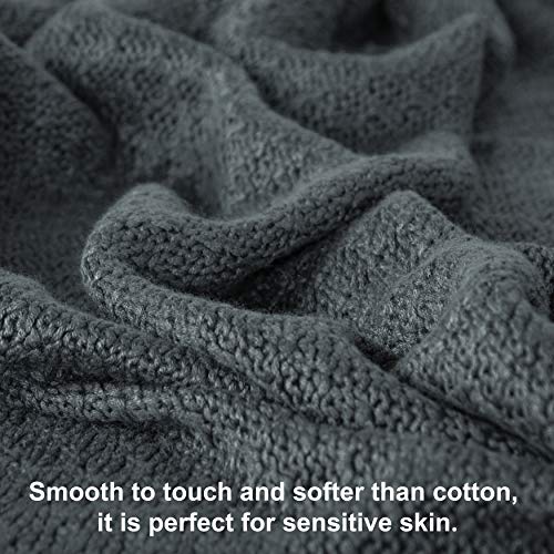 Ntbay Natural Bamboo Cable Knit Throw Blanket, 2.2 Lbs Soft And Cooling Touch Bed Blanket, 51X67 Inches, Dark Grey #TOP1
