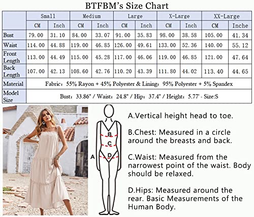 Btfbm Women 2023 Summer Maxi Dresses Sleeveless Spaghetti Strap Casual Sundress Tiered Ruffle Boho Cami Beach Long Dress(Solid Apricot, Small) #TOP5